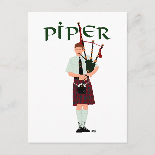 PIPER Red Plaid Postcard (Front)