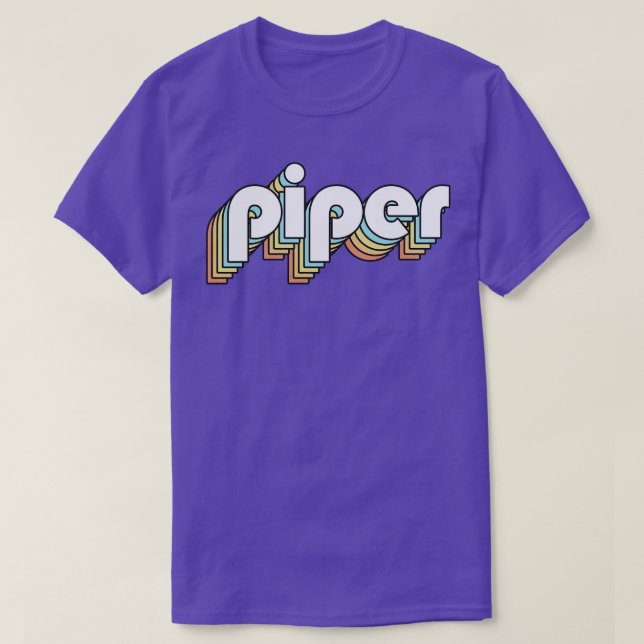 Piper Retro Rainbow Typography Faded Style T-Shirt (Design Front)