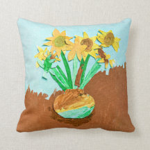 Piper's VanGogh inspired sunflowers Throw Pillow