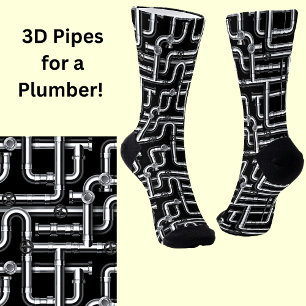 Pipes, 3D pipes for the Plumber on Black Socks