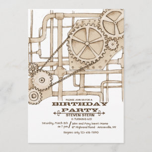 Pipes and Gears Invitation