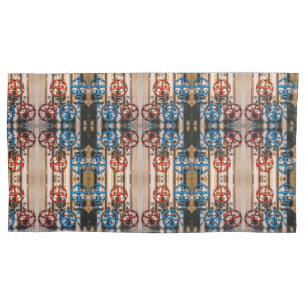 Pipes with red and blue valves medium pattern pillowcase