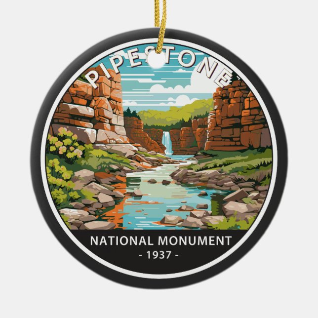 Pipestone National Monument Minnesota Circle Ceramic Ornament (Front)