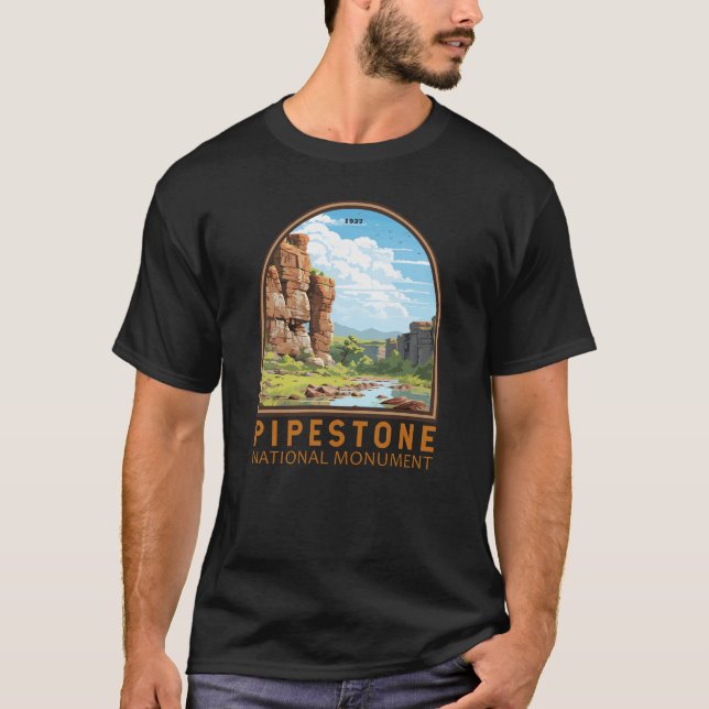 Pipestone National Monument Minnesota Travel Art T-Shirt (Front)