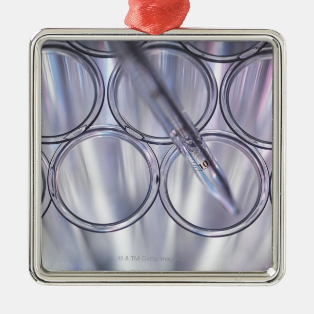 Pipette in Test Tube Metal Ornament (Front)