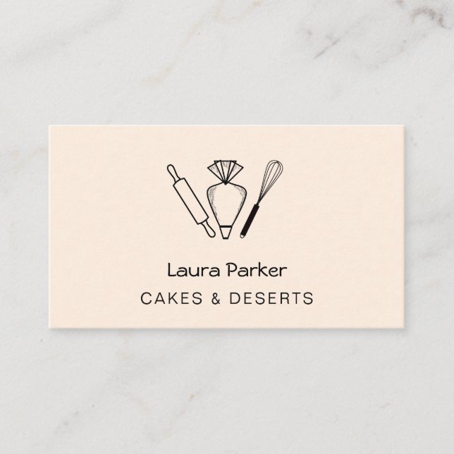 Piping Bag Whisk Baking Cupcake Pastry Chef  Busin Business Card (Front)