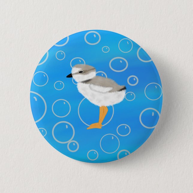 Piping Plover Chick Underwater with Bubbles 6 Cm Round Badge (Front)
