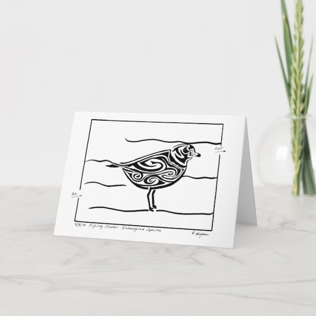 Piping Plover Maze and Greeting Card. Card (Front)