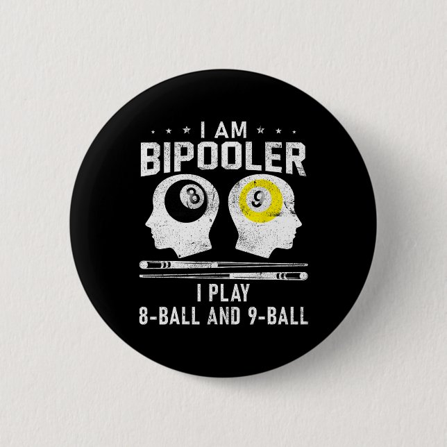 Pipooler Pool Player Pool Cool Billiards 8 And 9 L 6 Cm Round Badge (Front)