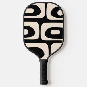 Piquet Midcentury Abstract Minimal Black and Cream Pickleball Paddle