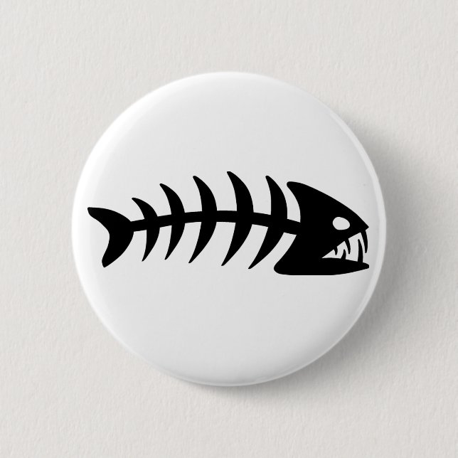 Piranha Fish Bone 6 Cm Round Badge (Front)