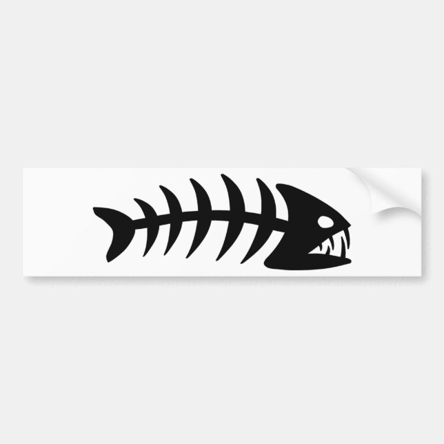 Piranha Fish Bone Bumper Sticker (Front)