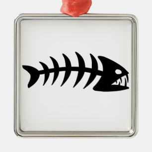 Piranha Fish Bone Metal Tree Decoration