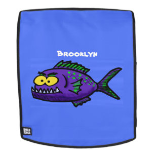 Piranha fish cartoon backpack
