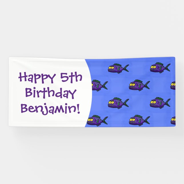 Piranha fish cartoon banner (Horizontal)