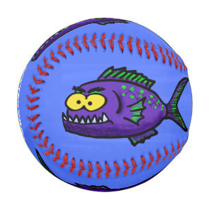 Piranha fish cartoon baseball