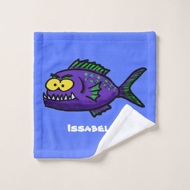Piranha fish cartoon bath towel set (Wash Cloth)