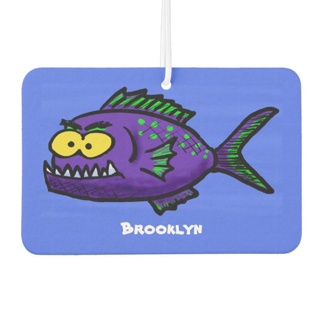 Piranha fish cartoon  car air freshener (Front)