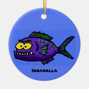 Piranha fish cartoon ceramic ornament