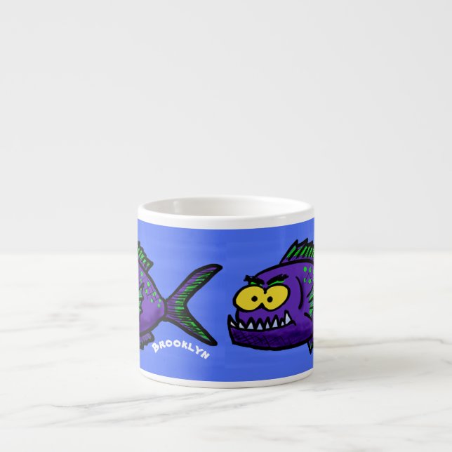 Piranha fish cartoon espresso cup (Front)
