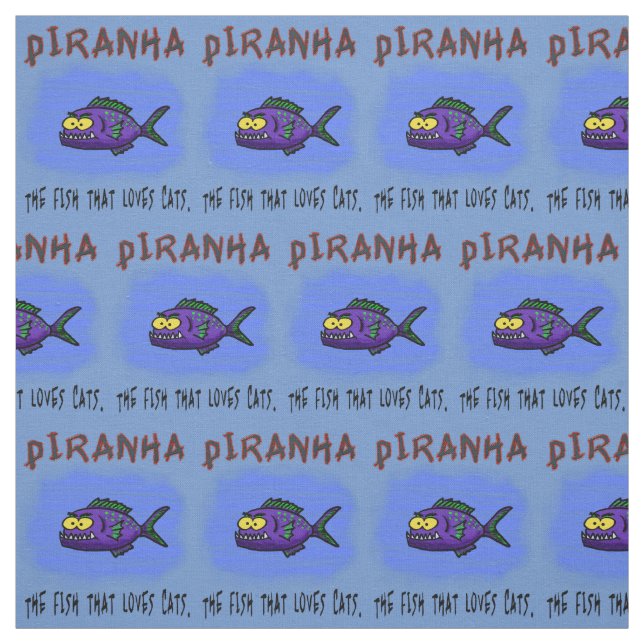 Piranha fish cartoon fabric (Swatch)