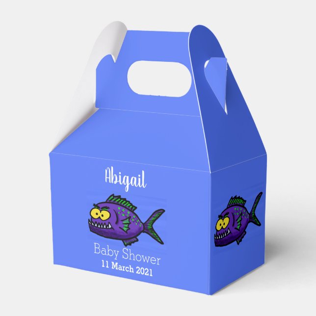 Piranha fish cartoon favour box (Front Side)