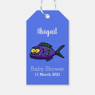 Piranha fish cartoon gift tags