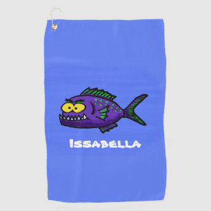 Piranha fish cartoon golf towel