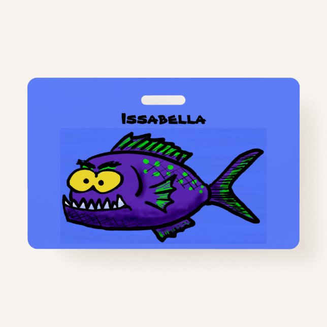 Piranha fish cartoon ID badge (Front)