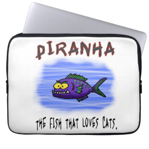 Piranha fish cartoon laptop sleeve