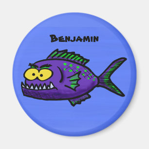 Piranha fish cartoon magnet
