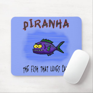 Piranha fish cartoon mouse pad