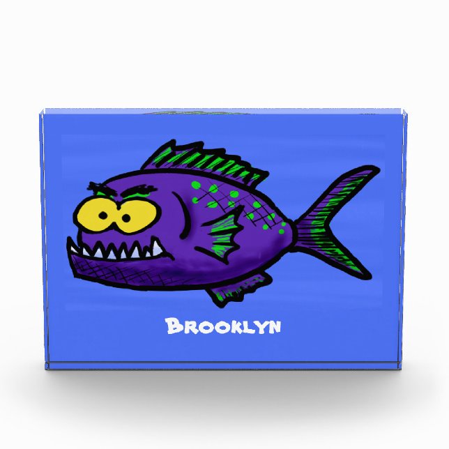 Piranha fish cartoon photo block (Front)