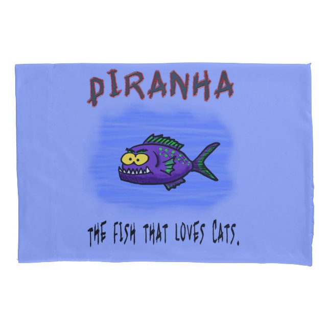 Piranha fish cartoon pillowcase (Front)