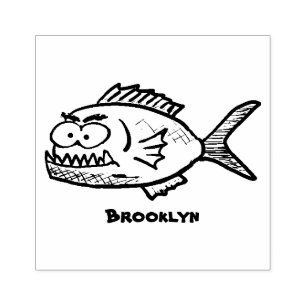 Piranha fish cartoon rubber stamp