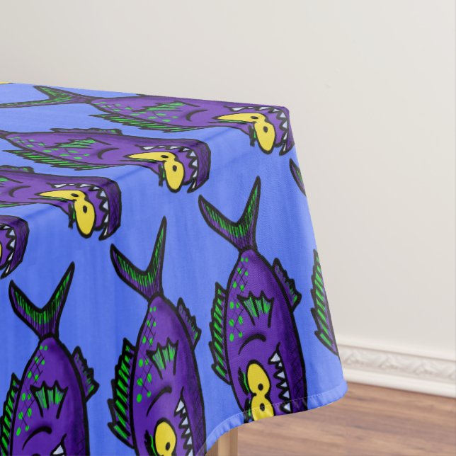 Piranha fish cartoon tablecloth (In Situ)