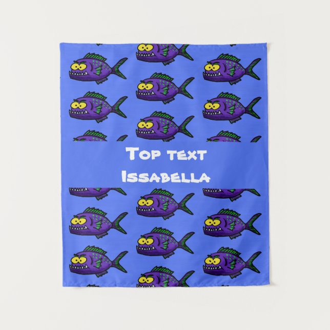 Piranha fish cartoon  tapestry (Front)