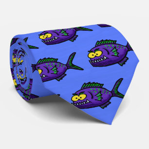 Piranha fish cartoon tie