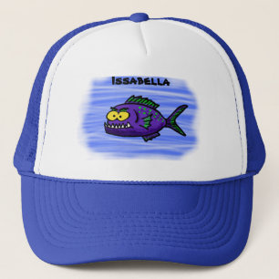 Piranha fish cartoon trucker hat
