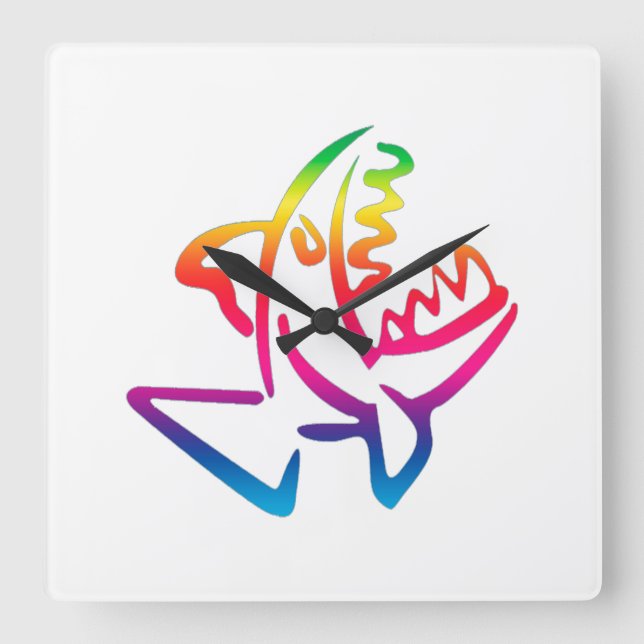 Piranha Square Wall Clock (Front)