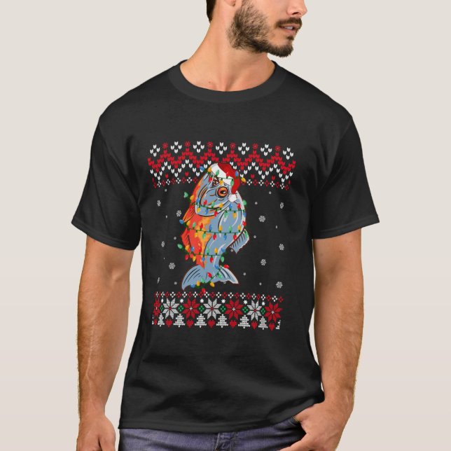 Piranhas Fish Santa Hat Men Women Kids Ugly Christ T-Shirt (Front)