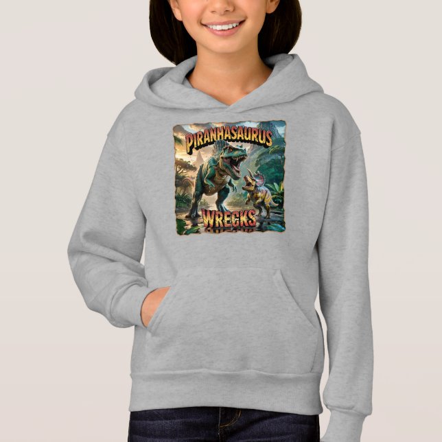 Piranhasaurus Wrecks Illustration – Funny Scary (Front)
