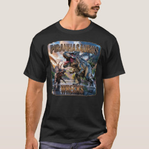 Piranhasaurus Wrecks Photographic – Funny Scary T-Shirt