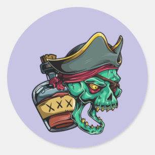 Pirat Flasche Rum pirate bottle rhum Classic Round Sticker