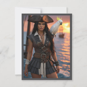 Pirat Frau Sundowner Postcard