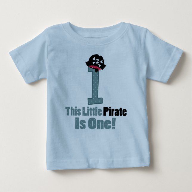 Pirate 1st First Birthday Baby Tee Shirt (Front)