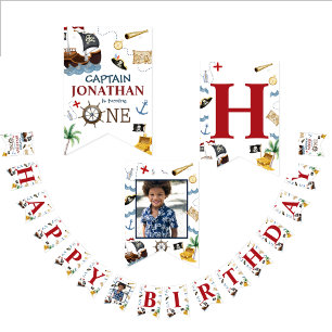 Pirate 1st Happy Birthday Party Bunting