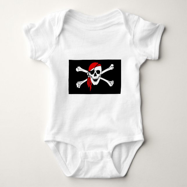 pirate-47705  pirate flag bones skull danger baby bodysuit (Front)