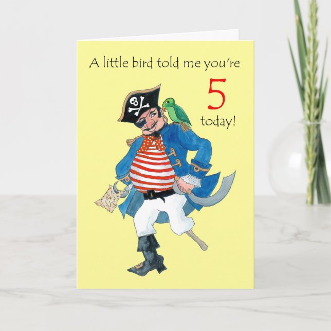 Pirate 5th Birthday Card (Front)