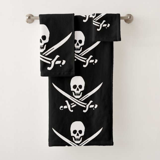 Pirate Abstract, add text Bath Towel Set (Insitu)